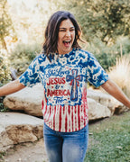 Cowgic She Loves Jesus & America Too Red White & Blue Women's All Over Print