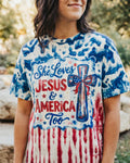 Cowgic She Loves Jesus & America Too Red White & Blue Women's All Over Print