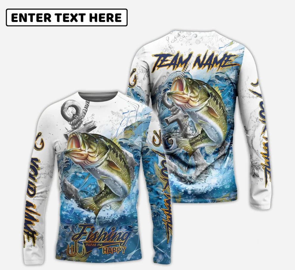 Cowgic Bass Fishing Anchor Ocean Splash Design Name & Team Name 3D