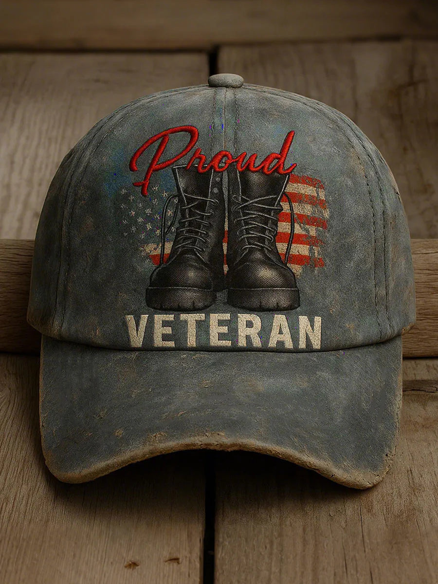Cowgic Proud Veteran Unisex Vintage Embroidered Hats v13