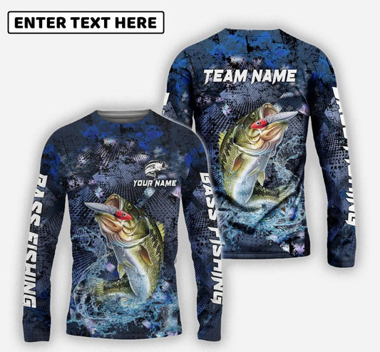 Cowgic Bass Fishing Fishing Dark Blue Camouflage Custom Name & Team Name 3D