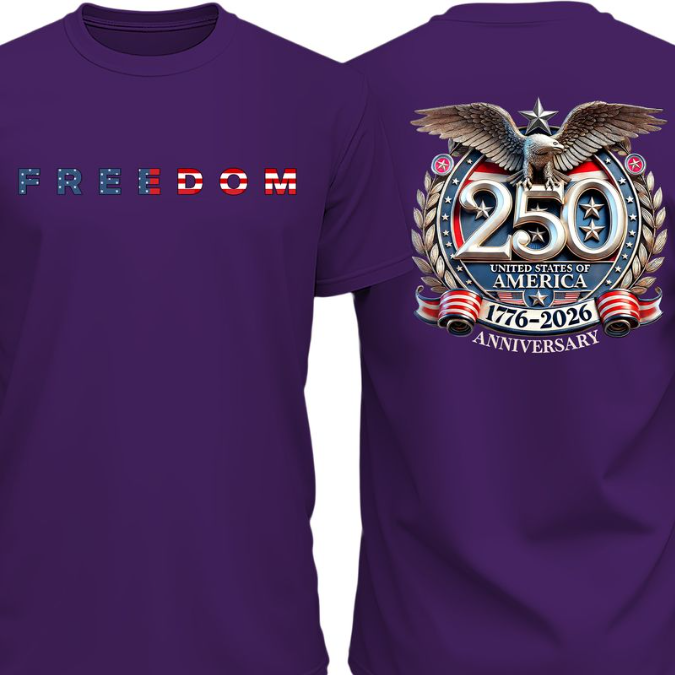 Freedom 250 Years Anniversary Dark Shirt | Patriotic 4th of July 1776–2026 Eagle US Flag Front & Back Shirt
