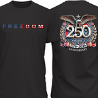 Freedom 250 Years Anniversary Dark Shirt | Patriotic 4th of July 1776–2026 Eagle US Flag Front & Back Shirt