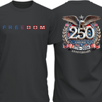 Freedom 250 Years Anniversary Dark Shirt | Patriotic 4th of July 1776–2026 Eagle US Flag Front & Back Shirt
