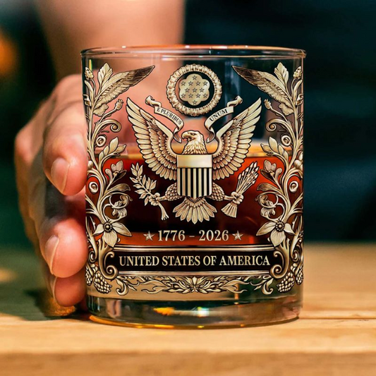 Cowgic USA 250 Years Anniversary Whiskey Glass | Patriotic 1776–2026 Whiskey Glass | 4th of July Whiskey Glass