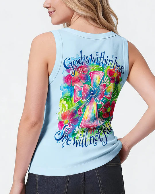Cowgic God Is Within Her Floral Cross Watercolor Women’s All Over Print