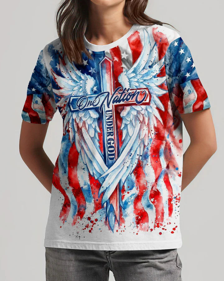 Cowgic Patriotic Angel Wings Cross Women's All Over Print Shirt