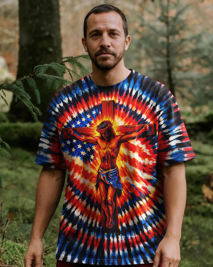 Cowgic Jesus On The Cross Swirl Men's All Over Print Shirt