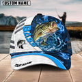 Cowgic Custom Name Bass Fishing Blue Lava 3D Classic Cap