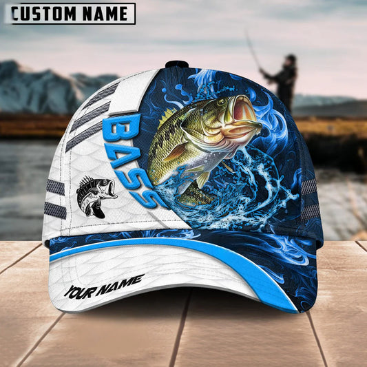 Cowgic Custom Name Bass Fishing Blue Lava 3D Classic Cap