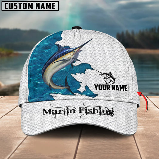 Cowgic Marlin Fishing Customized Name 3D Classic Cap