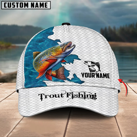 Cowgic Trout Fishing Customized Name 3D Classic Cap