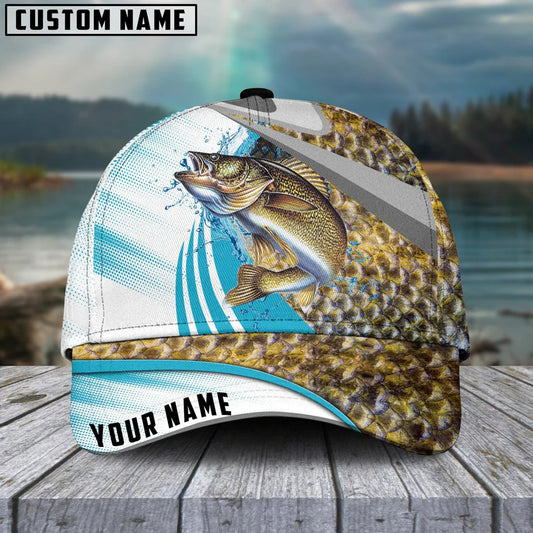 Cowgic Custom Name Walleye Fishing Blue Water Fish Skin 3D Classic Cap